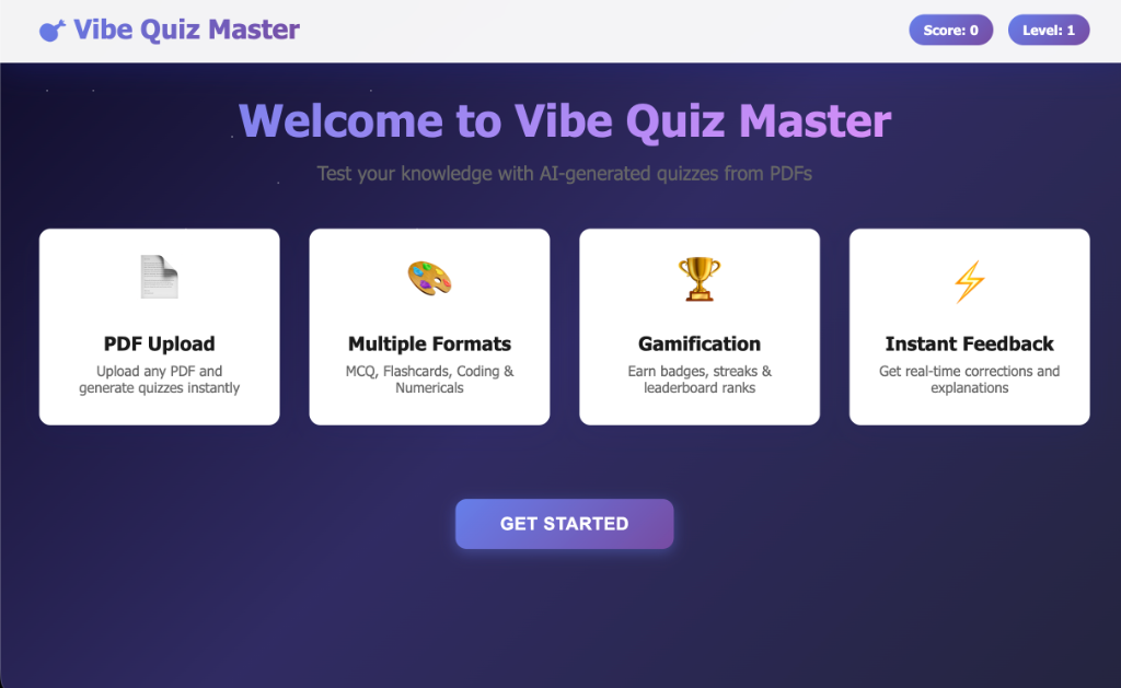 Vibe Quiz Master Welcome